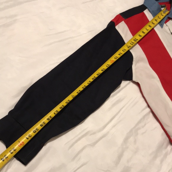 Urgent Gear SportsWear L 100%Cotton Red White Black Blue Star Stripes Mens Shirt - Picture 5 of 8